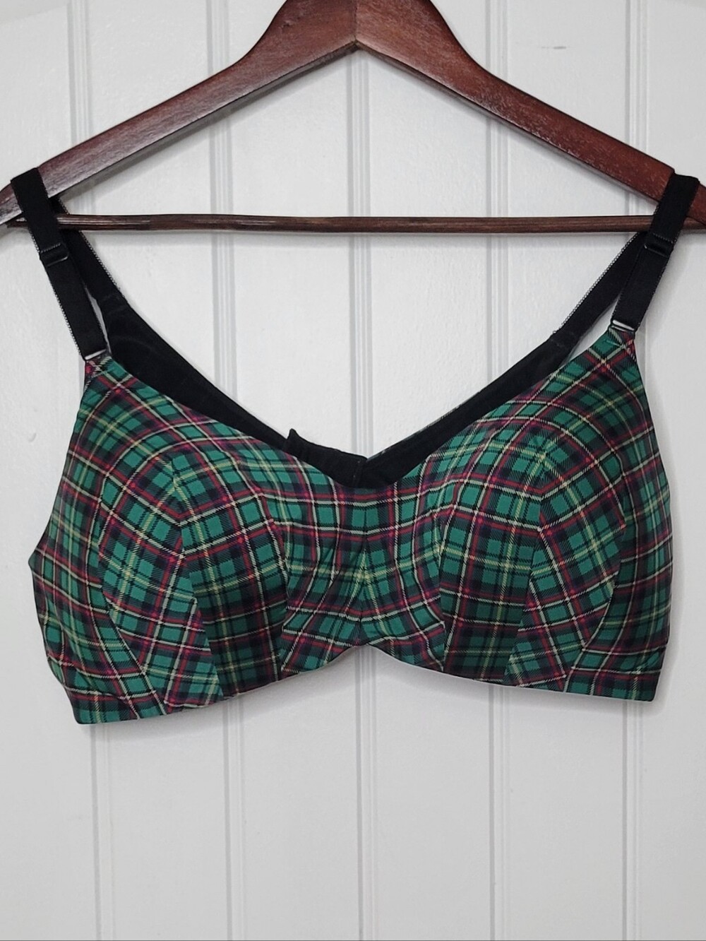 torrid Green Plaid Wireless Bra with Black Trim